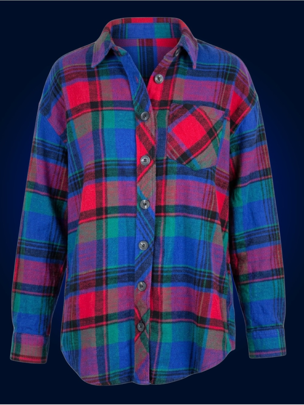 Maurices Cabin Plaid Boyfriend Tunic Flannel Shirt Colorful 100% Cotton XS - Picture 3 of 12